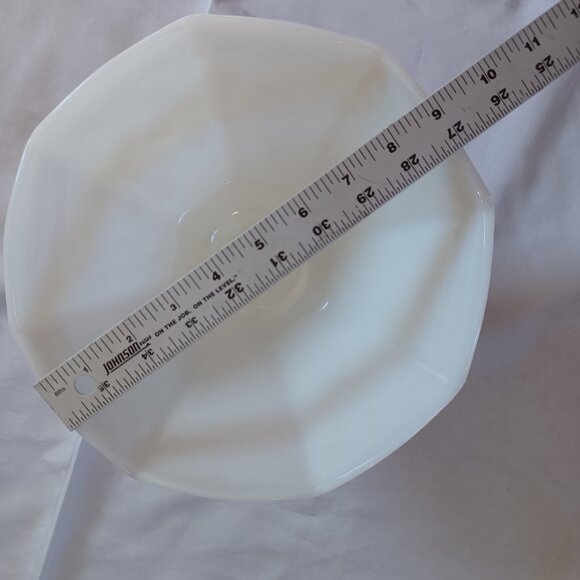 Vintage Anchor Hocking Milk Glass Footed Serving Bowl Pedestal White Planter - Picture 10 of 10